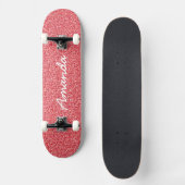 Persoonlijk skateboard met roze glitters (Voorkant)