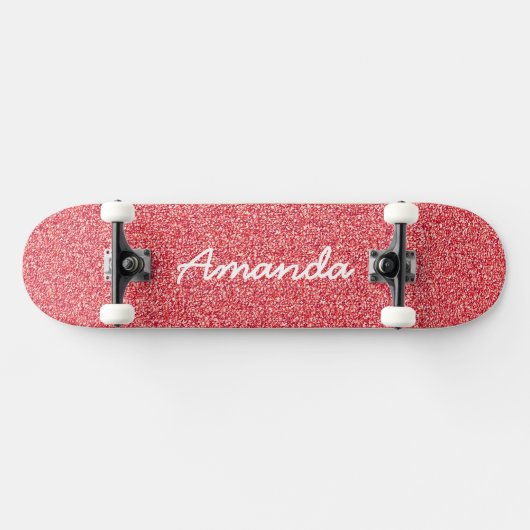Persoonlijk skateboard met roze glitters (Horizontaal)