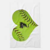 Persoonlijk softball-hart theedoek (Verticaal)