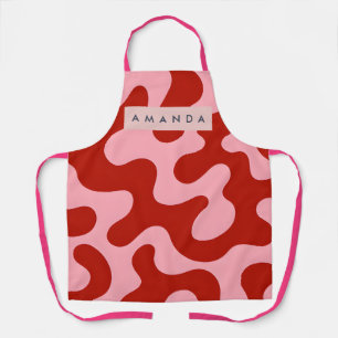 Persoonlijk Speels Roze en Rood Abstract Camo Schort