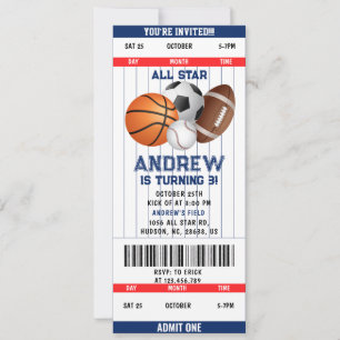 Persoonlijk sportticket All Star Party Kaart