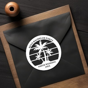 Persoonlijk strand vrijgezellenfeest eiland bruilo ronde sticker