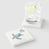 Persoonlijk Strand Zeeschildpad Stenen Onderzetter (Zijkant)