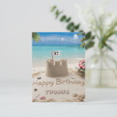 Persoonlijk strand-zomer verjaardagsontwerp briefkaart (Staand voorkant)