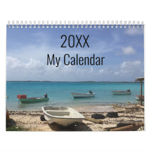 Persoonlijk strandtafereel met oceaangolven kalender
