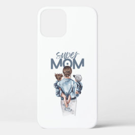 Persoonlijk Super Moeder met Zoon en Dochter Cadea iPhone 12 Pro Hoesje