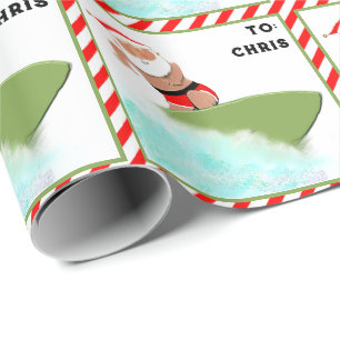 Persoonlijk surfkerstcadeau cadeaupapier