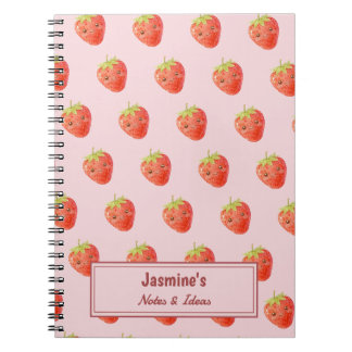 Persoonlijk Sweet Harmony Aardbeienpatroon Notitieboek