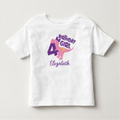 Persoonlijk T-shirt met dinosaurus voor meisjes 4e (Voorkant)