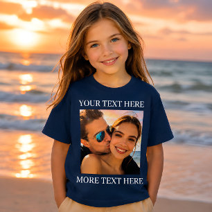 Persoonlijk T-shirt met foto en tekst - Navyblauw