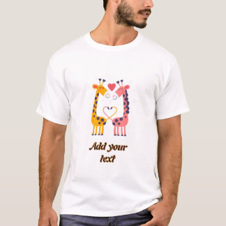 Persoonlijk T-Shirt met Mooie Giraffen Koppel -