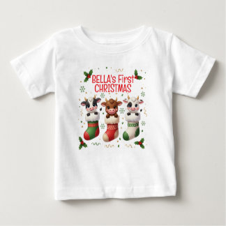 Persoonlijk T-shirt voor Baby's Eerste Kerst met K