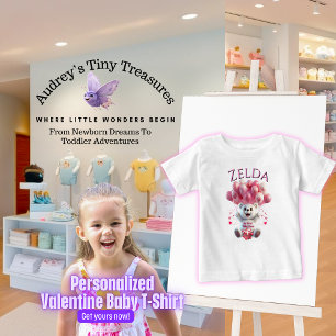 Persoonlijk T-shirt voor baby's eerste Valentijnsd