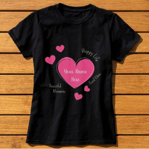Persoonlijk T-shirt voor Zwarte Vrouwen met Roze H
