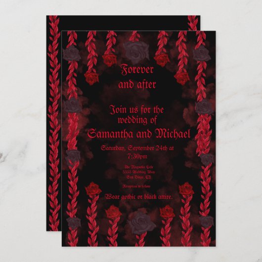 Persoonlijk te maken gotische zwarte en rode rozen kaart (Voorkant / Achterkant)