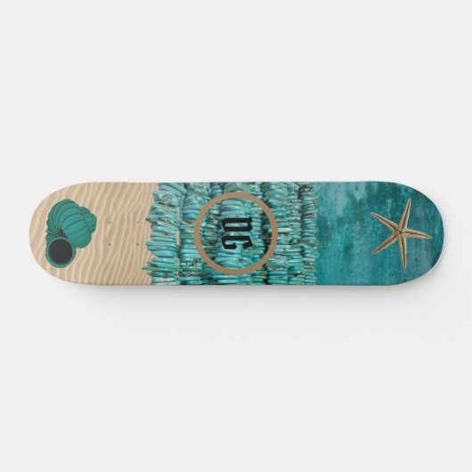 Persoonlijk te maken Turquoise Strand & Schelpen S Skateboard (Horizontaal)