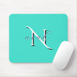 Persoonlijk Teal Monogram Eerste Letter en Naam Muismat