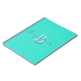 Persoonlijk Teal Monogram Initiaal en Naam Notitieboek