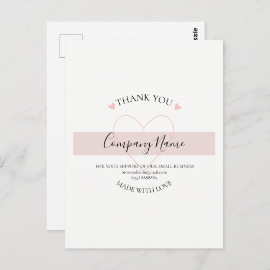 Persoonlijk THANK YOU-label voor thuisgemaakte pro Briefkaart (Voorkant / Achterkant)