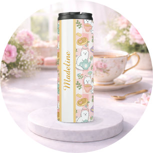 Persoonlijk Theeboek Meisje Schattig Pastel Roze Thermosbeker