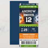 Persoonlijk Ticket Voetbal Verjaardag Uitnodiging  (Voorkant / Achterkant)