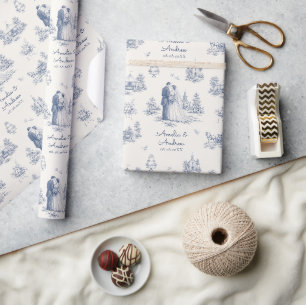 Persoonlijk toile-huwelijksstijl geschenk met naam cadeaupapier