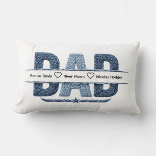 Persoonlijk touw-monogram voor vader met nautisch kussen