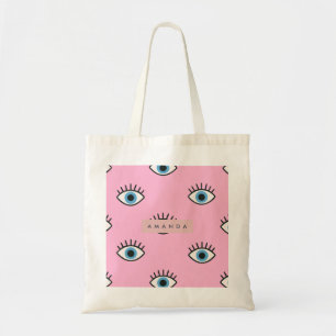 Persoonlijk trendy boze-ogen Pop Art-patroon Tote Bag
