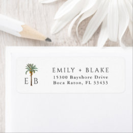Persoonlijk tropisch monogram palm logo etiket