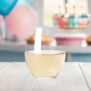 Persoonlijk trouwfeest bruid bruidegom cadeautje wijnglas zonder voet