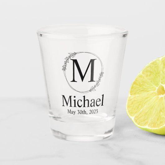 Persoonlijk Trouwmonogram Shot Glas (Voorkant)