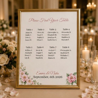 Persoonlijk trouwstoelindeling bord poster