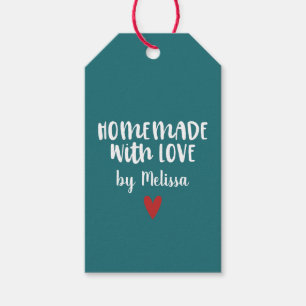 Persoonlijk Turquoise Met Liefde Gemaakt Hart Cadeaulabel