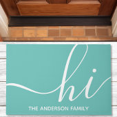 Persoonlijk Turquoise Script Hoi Deurmat