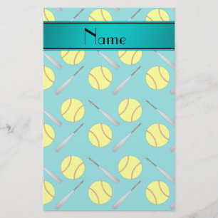 Persoonlijk turquoise softball-patroon briefpapier