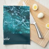 Persoonlijk Turquoise-Zee en Waves Housewarming Theedoek (Quarter Fold)