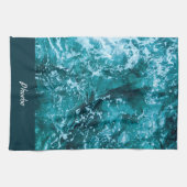 Persoonlijk Turquoise-Zee en Waves Housewarming Theedoek (Horizontaal)