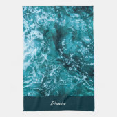 Persoonlijk Turquoise-Zee en Waves Housewarming Theedoek (Verticaal)