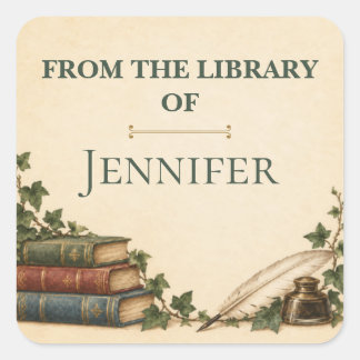 Persoonlijk 'Uit de Bibliotheek Van' Ex-Libris Vierkante Sticker