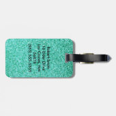 Persoonlijk Unicorn Blauwgroen Glitter Bagagelabel (Achterkant horizontaal)