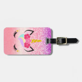 Persoonlijk Unicorn Ombre Glitter Bagagelabel (Voorkant horizontaal)