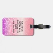 Persoonlijk Unicorn Ombre Glitter Bagagelabel (Achterkant horizontaal)