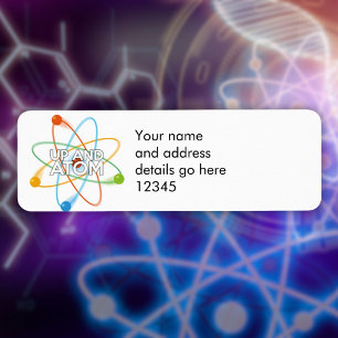 Persoonlijk UP AND ATOM Wetenschappelijk Adres Etiket