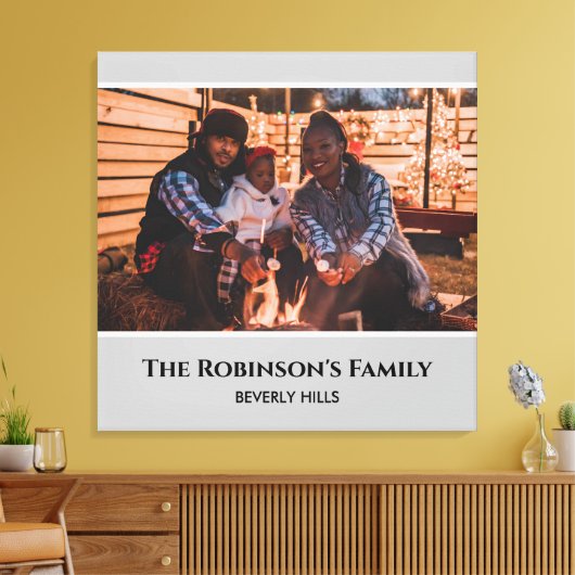 Persoonlijk uw foto in grijs Lijst met teksten Canvas Afdruk (Insitu (Woonkamer))