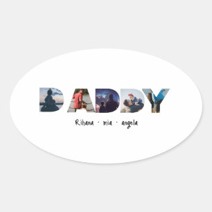 Persoonlijk Vaderdag foto cadeau Ovale Sticker