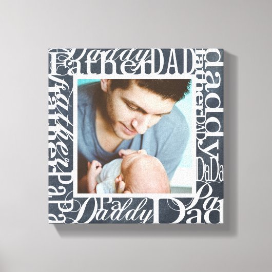 Persoonlijk Vaderdag Word Collage Chalkboard Canvas Afdruk (Voorkant)