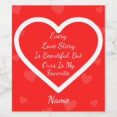 Persoonlijk Valentijnsdag Wijnlabel, Wijn Etiket (Enkel label)