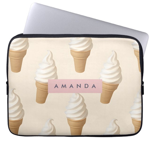 Persoonlijk Vanille Ijsje Kegel Patroon Laptop Sleeve (Voorkant)