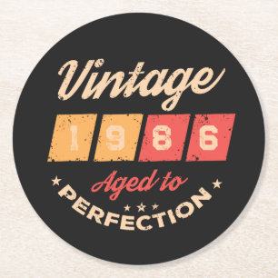 Persoonlijk verjaardagsfeestje veertig vintage 40s ronde kartonnen onderzetter