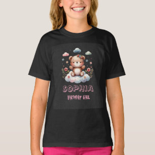 Persoonlijk verjaardagsmeisje teddybeer T-shirt